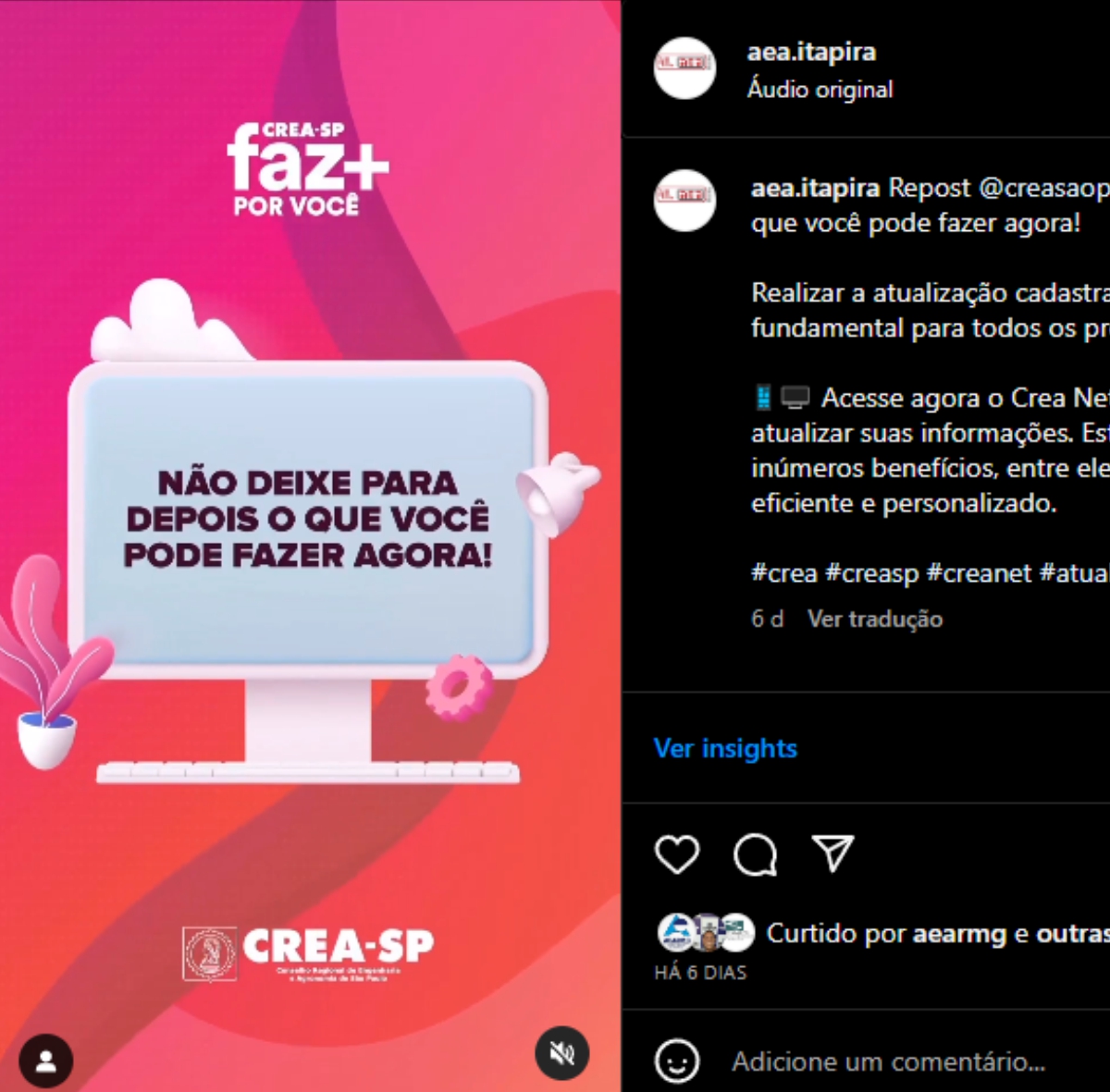 Repost @creasaopaulo Não deixe para depois o que você pode fazer agora