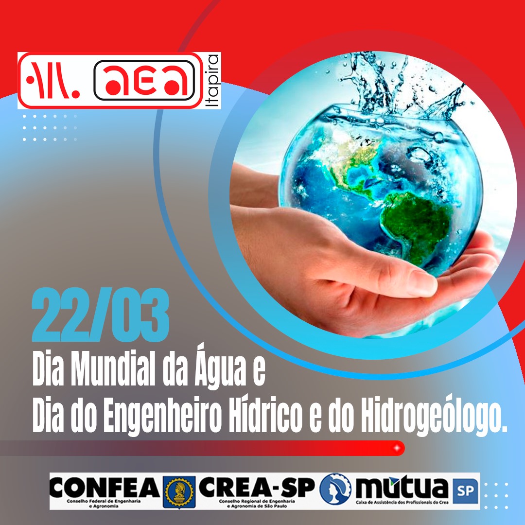 Dia 22 Dia Mundial Da Água E Dia Do Engenheiro Hídrico E Do Hidrogeólogo Aea Itapira 6606